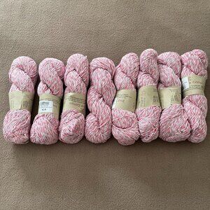 *Y2K* Second Time Cotton Yarn 8 Skeins Grey Cream Pink 8 ply 1440 yards